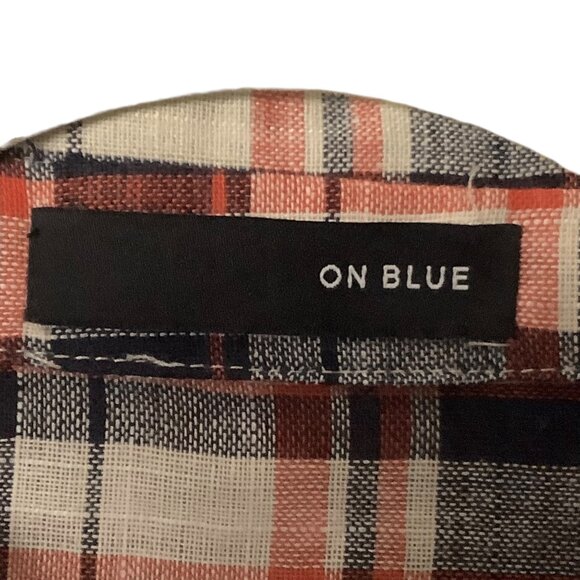 On Blue Plaid Button-Up Jacket Women Sz Large Cotton/Linen Blend NWOT - Picture 4 of 9